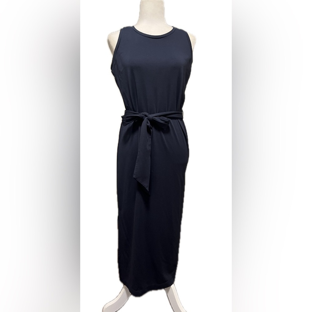 Banana Republic Navy Sleeveless Midi Dress with Waist Tie